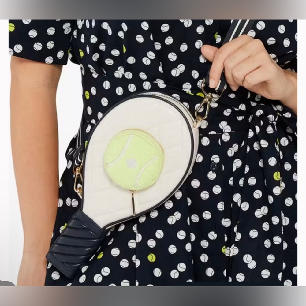 Kate Spade LIMITED EDITION Grand Slam 3D Tennis Raquet Crossbody Parchment